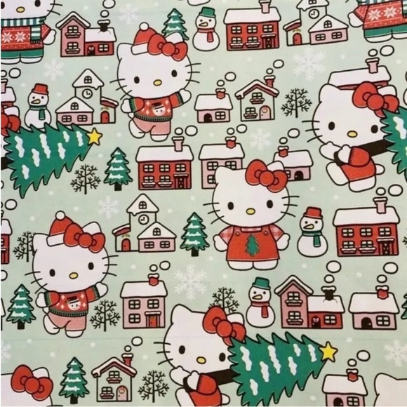 🎄🎀HELLO KITTY Christmas Green Holiday GIFT Wrapping Paper 100sq ft - Picture 4 of 5